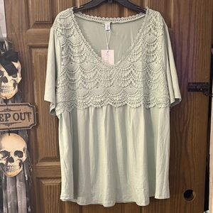 Chic Peasant Top In Mint Green